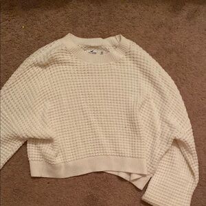 Hollister Cream Crew Neck Sweater with Chunky Knit Texture